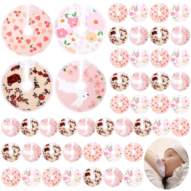Threlaco 48 Pcs Gtube Button Covers Feeding Tube Pads Holder Abdominal Reusable Accessories Peg Tube Soft Absorbent Breast Feeding Pads Breastfeeding Support Nursing Care Stay Dry(Flower) - Image 1